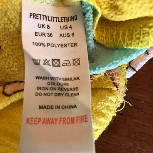 NWT Pretty Little Thing Halter Dress, 4, Yellow Y2K. Frilly keyhole summer! - Picture 11 of 11